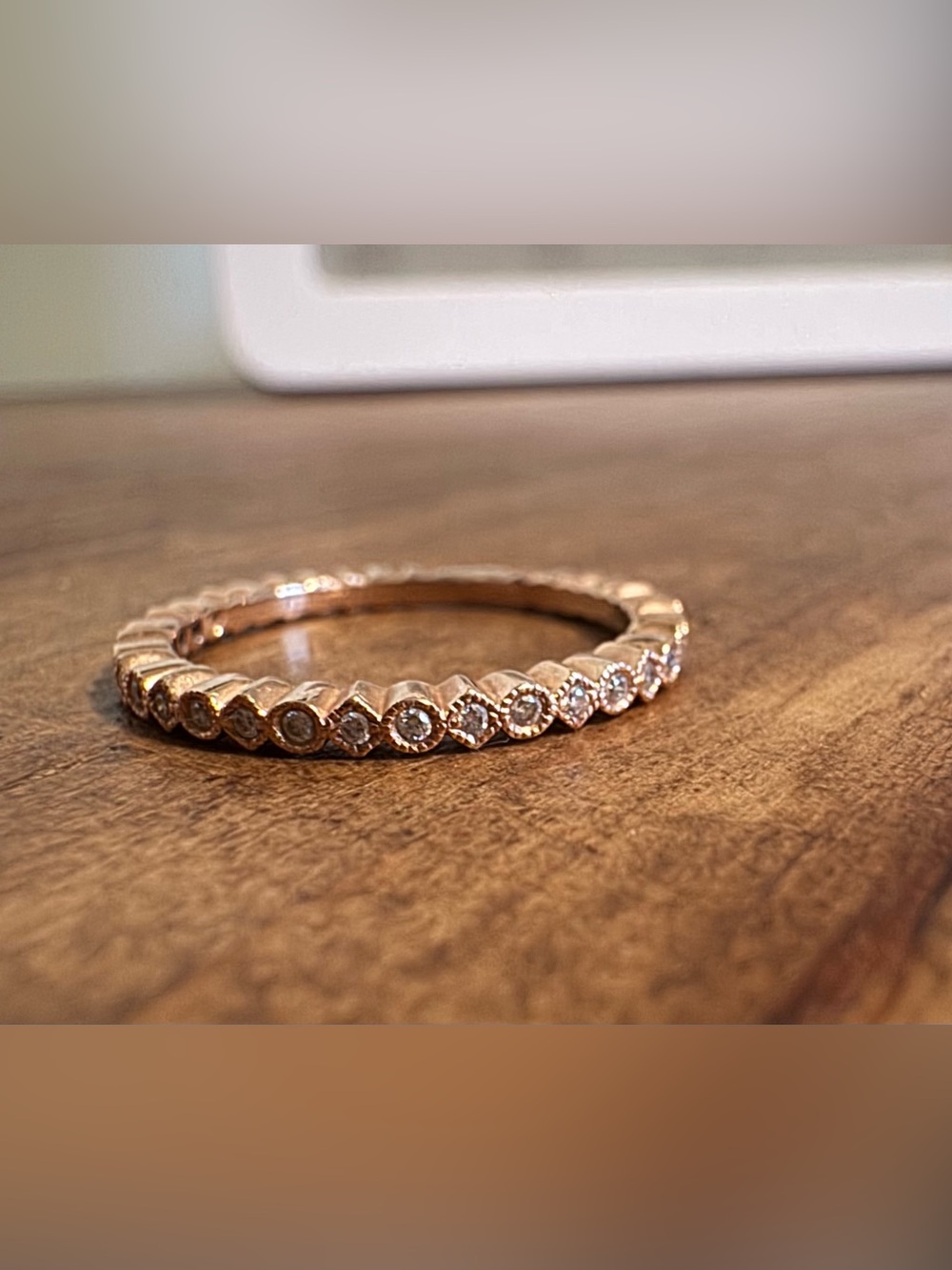 14k Rose Gold Gabriel & Co Scalloped Diamond Stackable Ring | Size 6.5